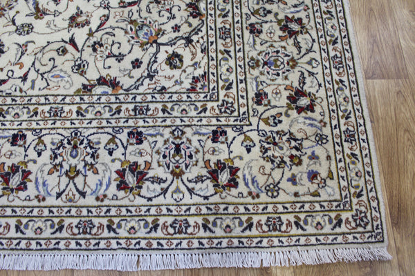 Vintage Persian Kashan Rug 300 × 203 cm – Handmade Wool Floral Carpet