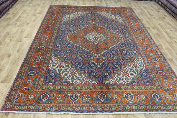 Vintage Persian Tabriz Rug 292 × 210 cm – Handmade Wool Medallion Carpet