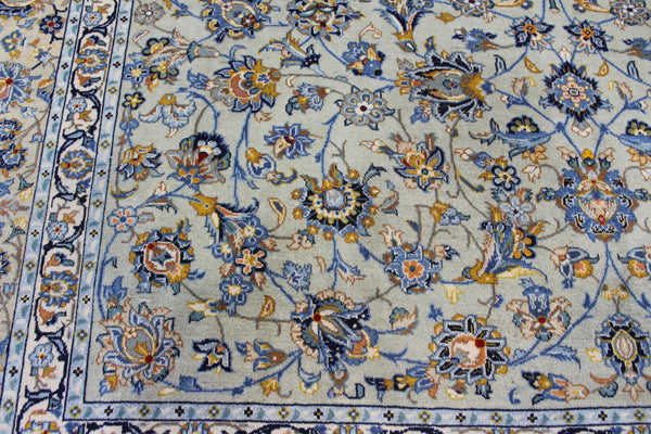Vintage Persian Kashan Carpet 355 × 260 cm – Handmade Wool All-Over Floral Rug