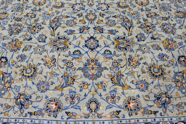 Vintage Persian Kashan Carpet 355 × 260 cm – Handmade Wool All-Over Floral Rug