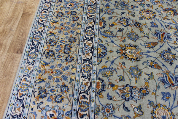Vintage Persian Kashan Carpet 355 × 260 cm – Handmade Wool All-Over Floral Rug
