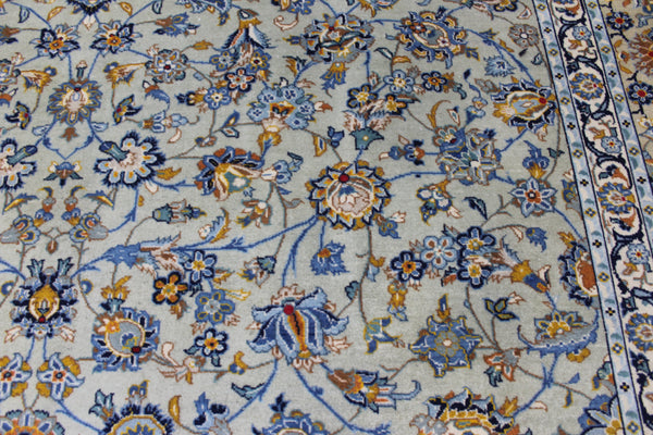 Vintage Persian Kashan Carpet 355 × 260 cm – Handmade Wool All-Over Floral Rug