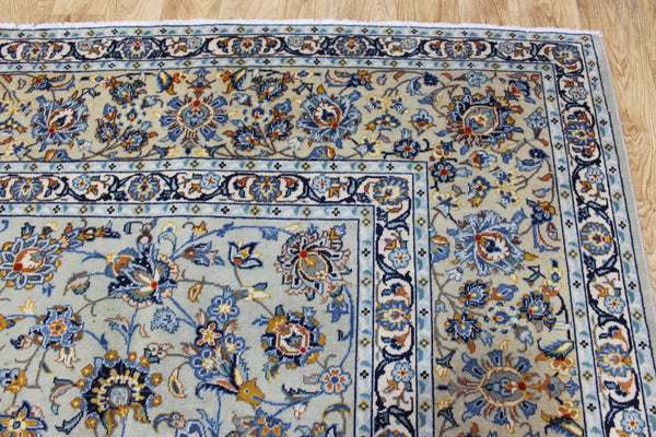 Vintage Persian Kashan Carpet 355 × 260 cm – Handmade Wool All-Over Floral Rug