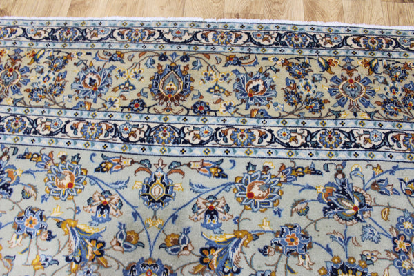Vintage Persian Kashan Carpet 355 × 260 cm – Handmade Wool All-Over Floral Rug