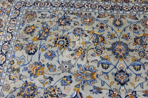 Vintage Persian Kashan Carpet 355 × 260 cm – Handmade Wool All-Over Floral Rug
