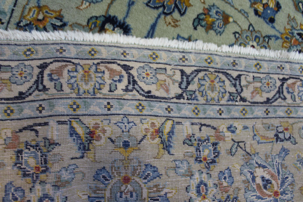Vintage Persian Kashan Carpet 355 × 260 cm – Handmade Wool All-Over Floral Rug