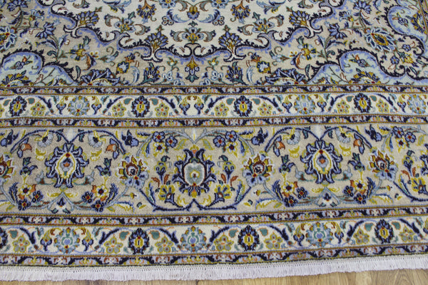 Large Vintage Persian Kashan Carpet 430 × 300 cm – Handmade Wool Floral Medallion Rug