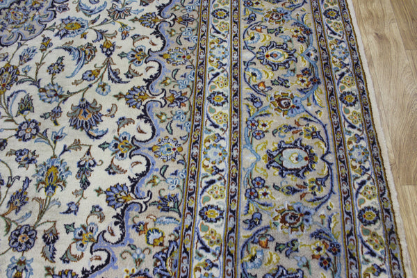 Large Vintage Persian Kashan Carpet 430 × 300 cm – Handmade Wool Floral Medallion Rug