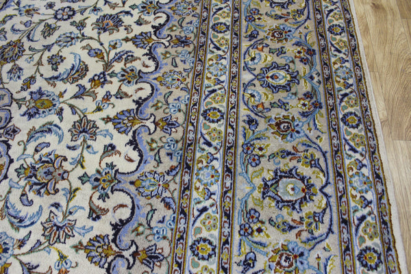 Large Vintage Persian Kashan Carpet 430 × 300 cm – Handmade Wool Floral Medallion Rug