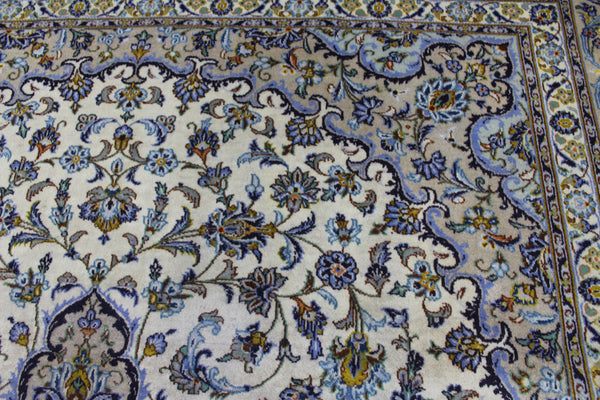 Large Vintage Persian Kashan Carpet 430 × 300 cm – Handmade Wool Floral Medallion Rug