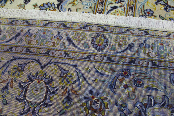 Large Vintage Persian Kashan Carpet 430 × 300 cm – Handmade Wool Floral Medallion Rug