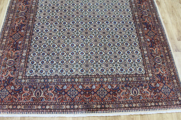 Persian Moud Rug 214 × 160 cm – Hand-Knotted Wool & Silk Highlight Carpet