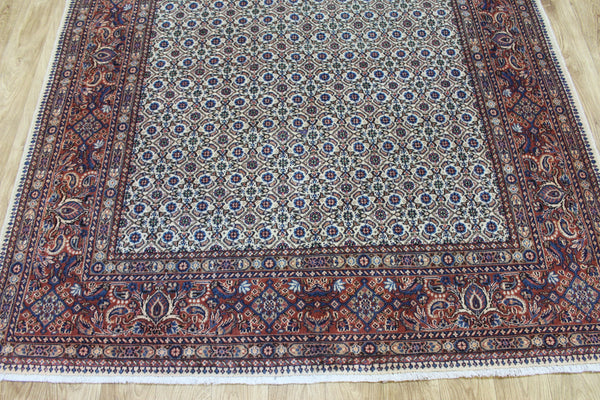 Persian Moud Rug 214 × 160 cm – Hand-Knotted Wool & Silk Highlight Carpet