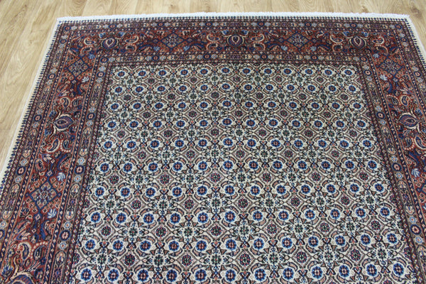 Persian Moud Rug 214 × 160 cm – Hand-Knotted Wool & Silk Highlight Carpet