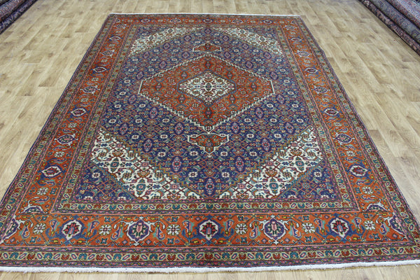 Vintage Persian Tabriz Carpet 295 × 205 cm – Hand-Knotted Wool Medallion Rug