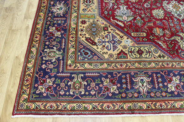 Vintage Persian Tabriz Carpet 385 × 298 cm – Hand-Knotted Wool Rug