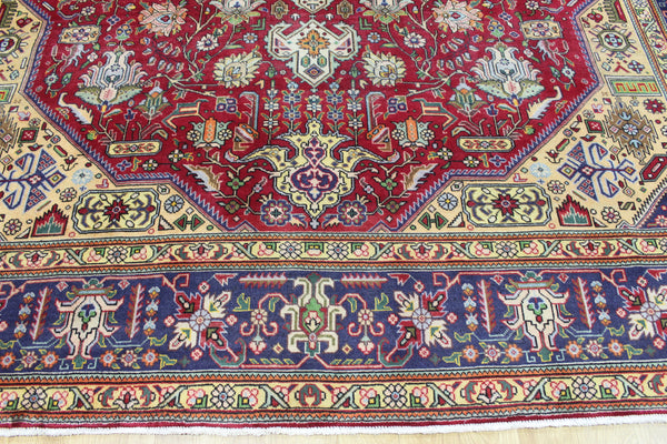 Vintage Persian Tabriz Carpet 385 × 298 cm – Hand-Knotted Wool Rug