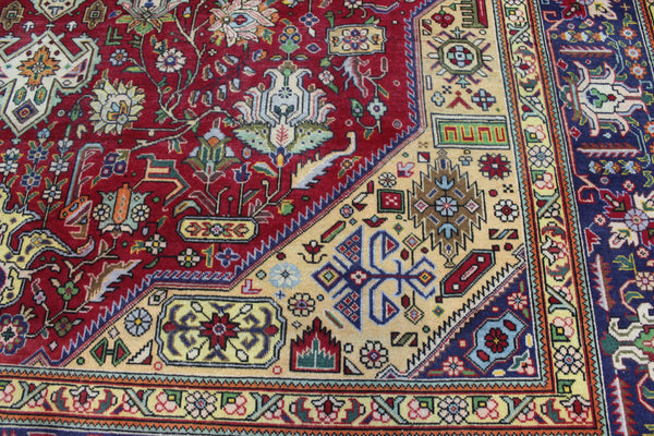 Vintage Persian Tabriz Carpet 385 × 298 cm – Hand-Knotted Wool Rug