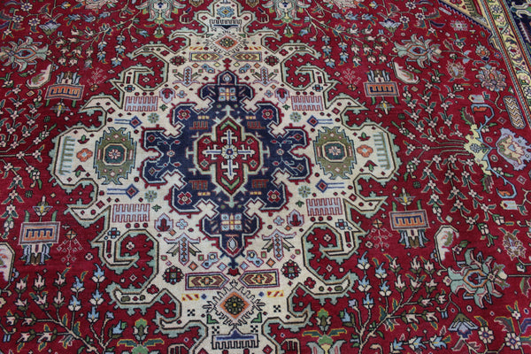 Vintage Persian Tabriz Carpet 385 × 298 cm – Hand-Knotted Wool Rug