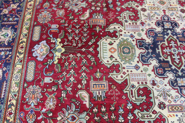 Vintage Persian Tabriz Carpet 385 × 298 cm – Hand-Knotted Wool Rug