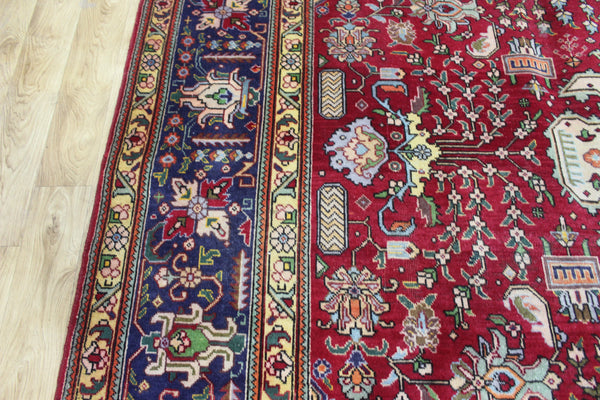 Vintage Persian Tabriz Carpet 385 × 298 cm – Hand-Knotted Wool Rug