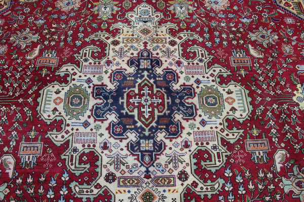 Vintage Persian Tabriz Carpet 385 × 298 cm – Hand-Knotted Wool Rug