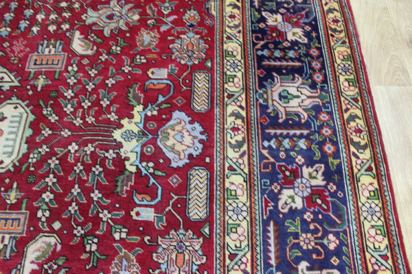 Vintage Persian Tabriz Carpet 385 × 298 cm – Hand-Knotted Wool Rug
