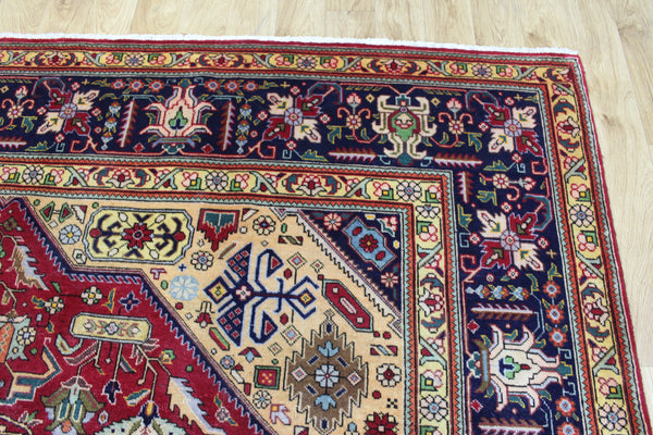 Vintage Persian Tabriz Carpet 385 × 298 cm – Hand-Knotted Wool Rug