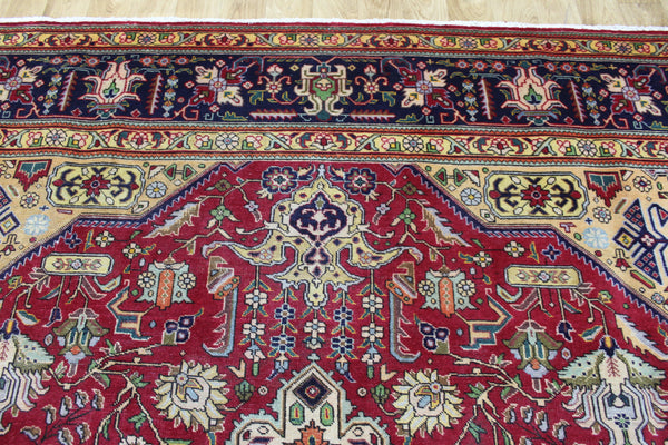 Vintage Persian Tabriz Carpet 385 × 298 cm – Hand-Knotted Wool Rug