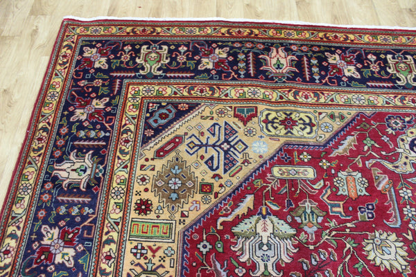 Vintage Persian Tabriz Carpet 385 × 298 cm – Hand-Knotted Wool Rug