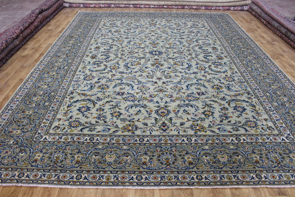 Persian Kashan Rug 394 × 302 cm – Large Hand-Knotted Wool Floral Carpet