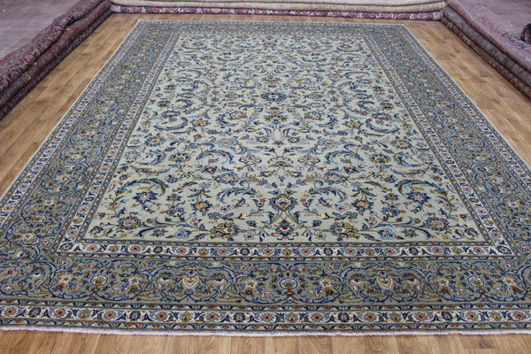 Persian Kashan Rug 394 × 302 cm – Large Hand-Knotted Wool Floral Carpet