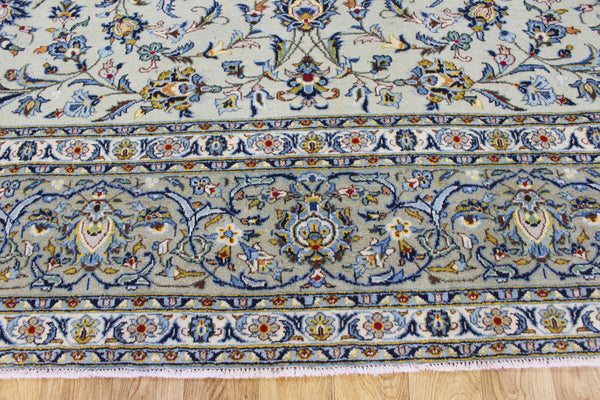 Persian Kashan Rug 394 × 302 cm – Large Hand-Knotted Wool Floral Carpet