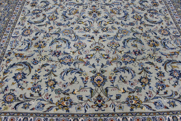 Persian Kashan Rug 394 × 302 cm – Large Hand-Knotted Wool Floral Carpet