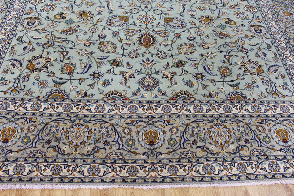 Large Persian Kashan Rug 411 × 310 cm – Hand-Knotted Wool Floral Carpet