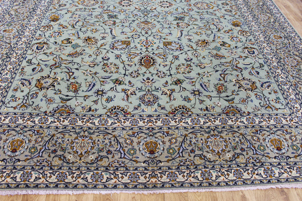 Large Persian Kashan Rug 411 × 310 cm – Hand-Knotted Wool Floral Carpet