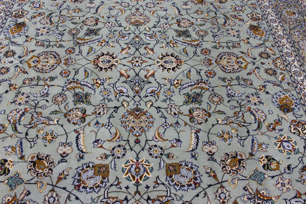 Large Persian Kashan Rug 411 × 310 cm – Hand-Knotted Wool Floral Carpet