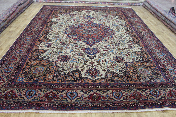 Antique Persian Mashad Carpet 392 × 298 cm – Signed Bahadori, Khorasan Region