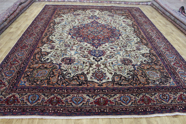 Antique Persian Mashad Carpet 392 × 298 cm – Signed Bahadori, Khorasan Region
