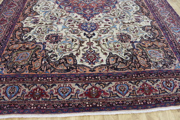 Antique Persian Mashad Carpet 392 × 298 cm – Signed Bahadori, Khorasan Region