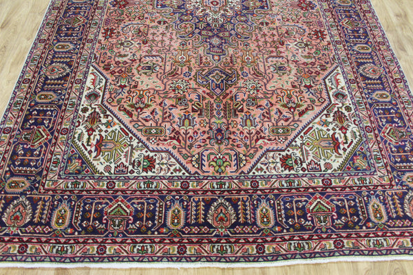 Vintage Persian Tabriz Carpet 292 × 193 cm – Hand-Knotted Wool Rug