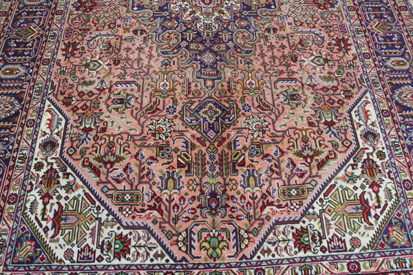 Vintage Persian Tabriz Carpet 292 × 193 cm – Hand-Knotted Wool Rug