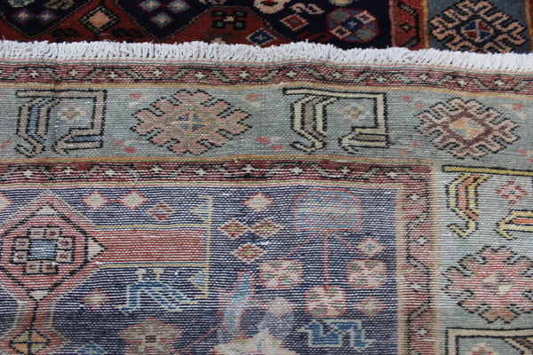 Vintage Persian Hamadan Tribal Rug 200 × 122 cm – Hand-Knotted Wool Rug  birds, animals and floral motifs.
