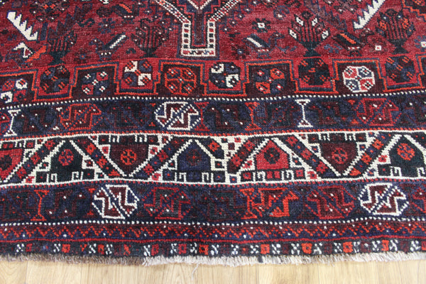 Vintage Persian Shiraz Qashqai Rug 283 × 196 cm – Hand-Knotted Wool Tribal Carpet