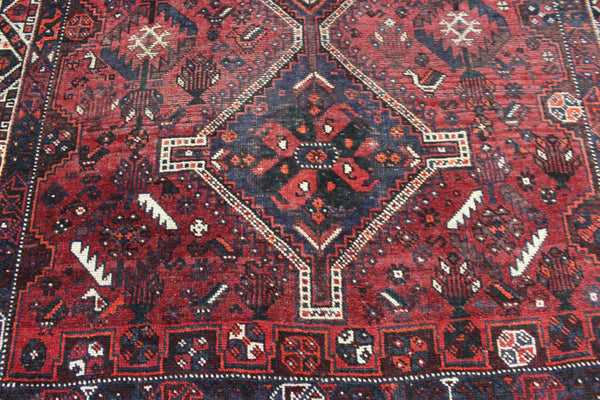 Vintage Persian Shiraz Qashqai Rug 283 × 196 cm – Hand-Knotted Wool Tribal Carpet