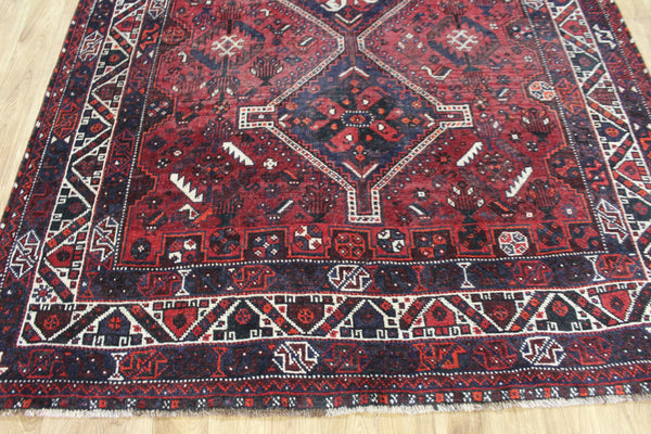 Vintage Persian Shiraz Qashqai Rug 283 × 196 cm – Hand-Knotted Wool Tribal Carpet