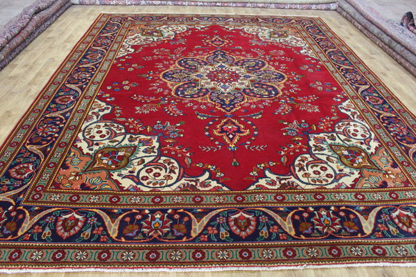 Persian Tabriz Wool Carpet 382 × 300 cm – Large Hand-Knotted Traditional Rug