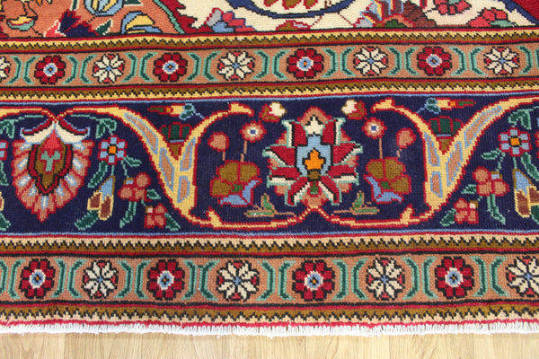 Large Persian Tabriz Rug 382 × 300 cm – Hand-Knotted Wool Vintage Carpet