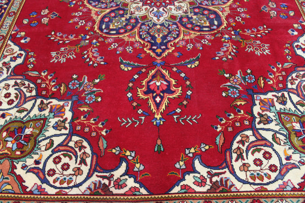 Large Persian Tabriz Rug 382 × 300 cm – Hand-Knotted Wool Vintage Carpet
