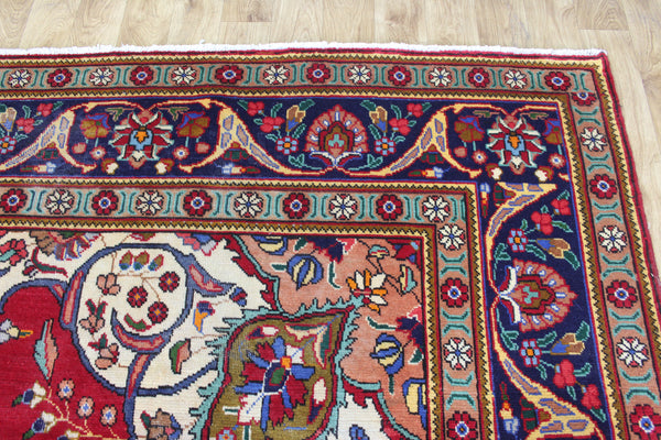 Persian Tabriz Wool Carpet 382 × 300 cm – Large Hand-Knotted Traditional Rug